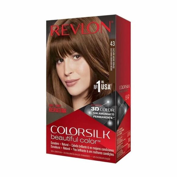 🔥Pack of (2) New Revlon Colorsilk Hair Color, Medium Golden Brown [43] - Picture 2 of 3